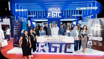 Wide view of the GTC booth with visitors at a global expo