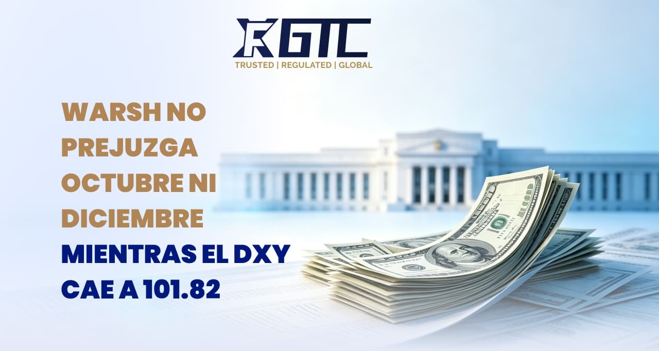 WARSH NO PREJUZGARÁ OCTUBRE O DICIEMBRE MIENTRAS EL DXY CAE A 101.82
