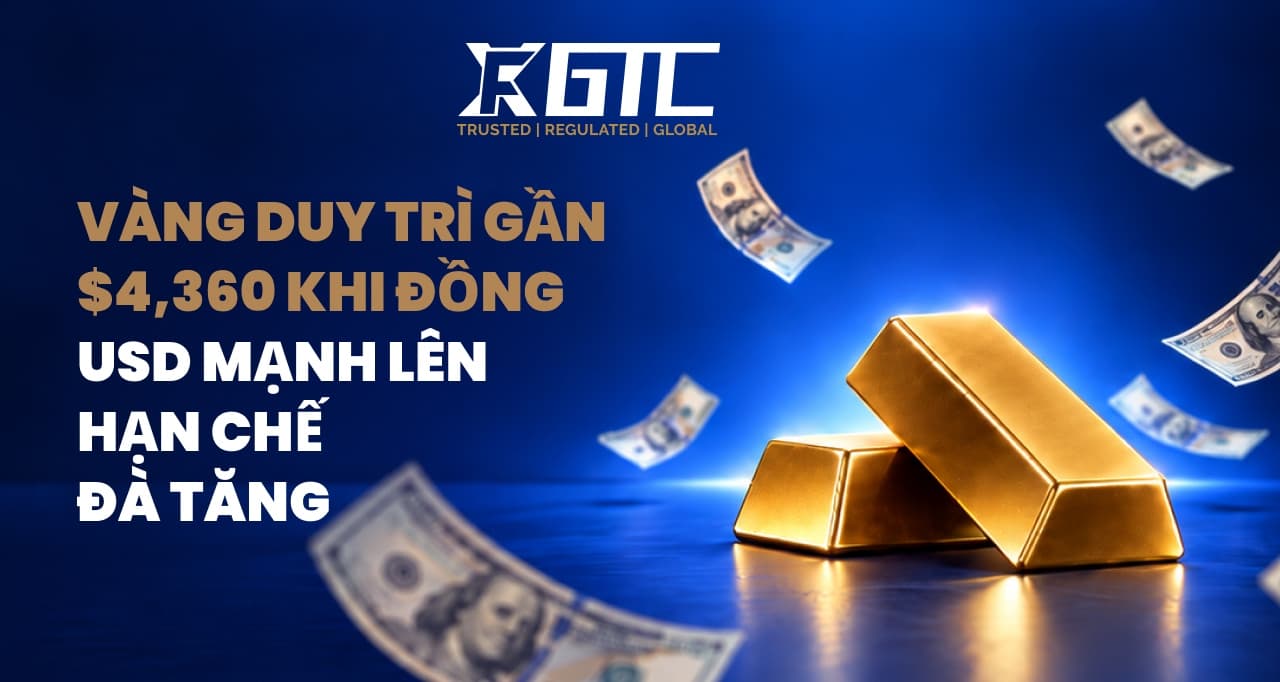 Vàng giữ gần 4.360 USD khi sức mạnh của đồng USD hạn chế đà tăng